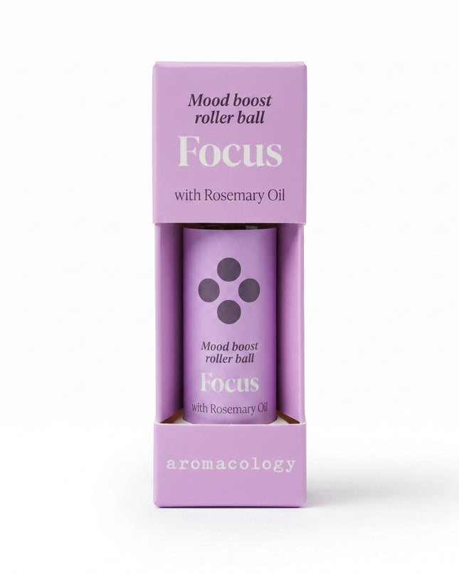 Roller boost Mood FOCUS à l'huile de Romarin - Violet - 10 ml - Aromacologie - 100% Natural - Vegan