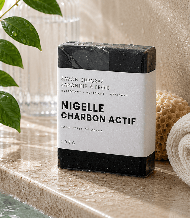 Savon Surgras à Froid - Nigelle & Charbon Actif (Purifiant & Détox) - Essentiel Harmony
